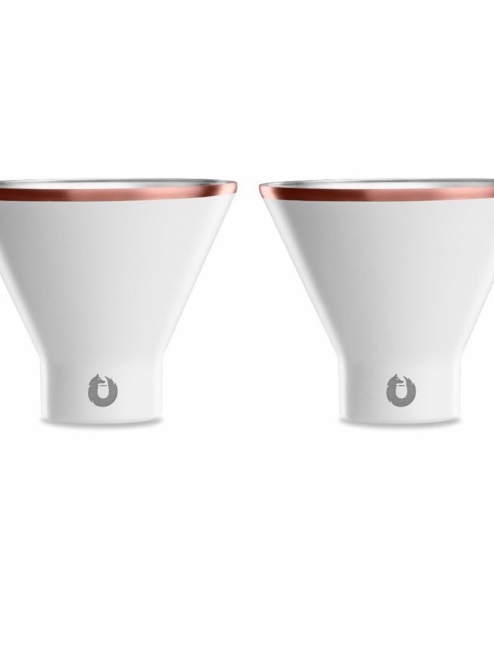 Snowfox White Copper-Rimmed Stainless Steel Tumblers - Set of 2